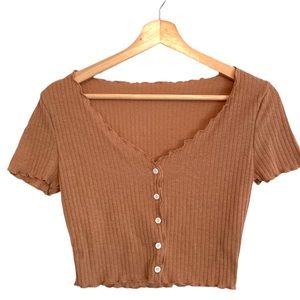 SHEIN Short Sleeve Button Down Crop Top